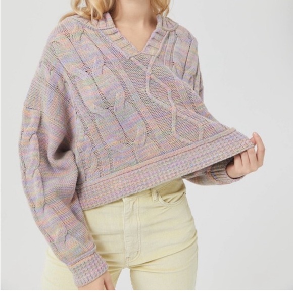 Urban Outfitters Sweaters - Urban Outfitters UO Multicolor Crop Pastel Knit Sweater, Hazel Notch Neck, Small